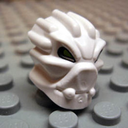 Minifigure, Head Modified Bionicle Inika Toa Matoro Pattern: {бял}