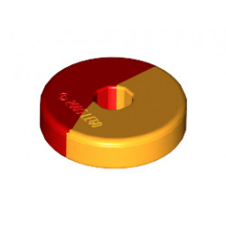 Projectile Disc 2 x 2 with Marbled Yellow Pattern: {ярко червен}
