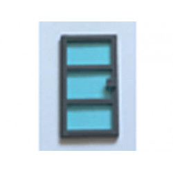 Door 1 x 4 x 6 with 3 Panes with Trans-Light Blue Glass: {тъмно каменно сив}