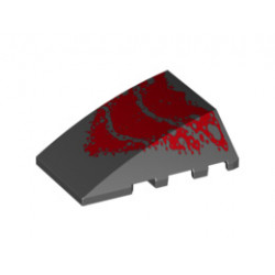 Wedge 4 x 4 No Studs with Red Scales Pattern: {черен}