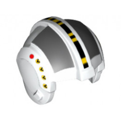 Minifigure, Headgear Helmet SW Rebel Pilot with Dark Bluish Gray Rectangles Pattern (Wedge Antilles): {бял}