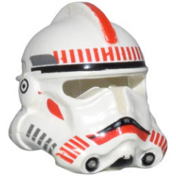 Minifigure, Headgear Helmet SW Clone Trooper Ep.3 Pattern with Red Stripe / Red Mouth Markings: {бял}