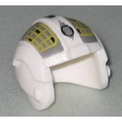 Minifigure, Headgear Helmet SW Rebel Pilot with Yellow Grid on Dark Bluish Gray Pattern: {бял}
