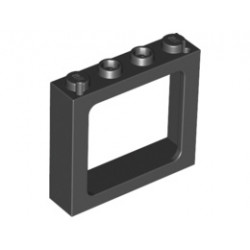 Window 1 x 4 x 3 Train - 2 Hollow Studs and 2 Solid Studs : {черен}