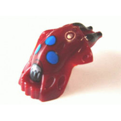 Minifigure, Head Modified Bionicle Barraki Kalmah with Blue Eyes Pattern: {нов тъмно червен}