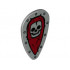 Minifigure, Shield Ovoid with Skull on Dark Red Background Pattern: {умерено каменно сив}