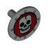 Minifigure, Shield Round Flat with Skull Pattern: {тъмно каменно сив}