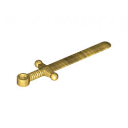 Minifigure, Weapon Sword, Greatsword Round : {хромирано златист}