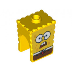Minifigure, Head Modified SpongeBob SquarePants with Open Downturned Mouth Pattern: {ярко жълт}