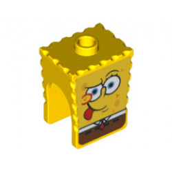 Minifigure, Head Modified SpongeBob SquarePants with Tongue Out Pattern: {ярко жълт}