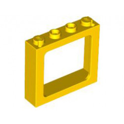 Window 1 x 4 x 3 Train - 2 Hollow Studs and 2 Solid Studs : {ярко жълт}