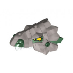 Dragon Head (Fantasy Era) Upper Jaw with Metallic Silver Armor and Yellow Eyes Pattern: {земно зелен}