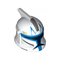 Minifigure, Headgear Helmet SW Clone Trooper with Holes, Blue Stripe Pattern: {бял}
