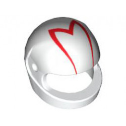 Minifigure, Headgear Helmet Motorcycle (Standard) with Red 'M' Pattern: {бял}