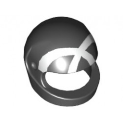 Minifigure, Headgear Helmet Motorcycle (Standard) with White 'X' Pattern: {черен}