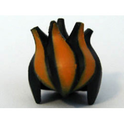 Minifigure, Hair Spiked Top with Orange Streaks Pattern: {черен}