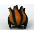 Minifigure, Hair Spiked Top with Orange Streaks Pattern: {черен}