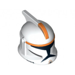 Minifigure, Headgear Helmet SW Clone Trooper with Holes, Orange Stripe Pattern: {бял}
