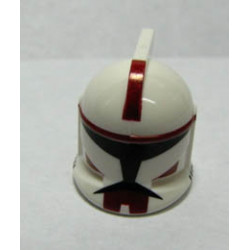 Minifigure, Headgear Helmet SW Clone Trooper with Holes, Dark Red Markings Pattern: {бял}
