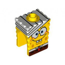 Minifigure, Head Modified SpongeBob SquarePants with Bandage Pattern: {ярко жълт}