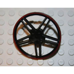 Wheel Cover 5 Spoke without Center Stud - 35mm D. - with Red Edge : {черен}
