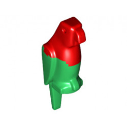 Bird, Parrot First Version with Small Beak with Marbled Red Pattern: {тъмно зелен}