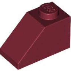Покривна плочка 1X2/45° : {нов тъмно червен}