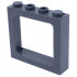 Window 1 x 4 x 3 Train - 2 Hollow Studs and 2 Solid Studs : {тъмно каменно сив}