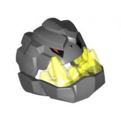 Large Figure Head Rock Monster King, Jaw Upper with Trans-Neon Green Teeth and Black and Red Eyes Pattern: {тъмно каменно сив}