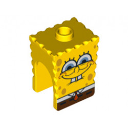 Minifigure, Head Modified SpongeBob SquarePants with Half-Open Eyes Pattern: {ярко жълт}