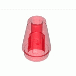 Коничен връх малък 1X1 (b) с горен жлеб: {прозрачно червен}