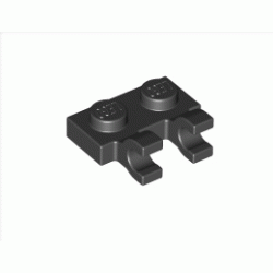 Плочка 1X2 с държач, вертикален : {черен}