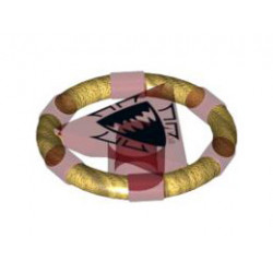 Ring with Center Triangle with Gold Bands and Shark Pattern (Atlantis Treasure Key): {прозрачно червен}