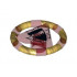 Ring with Center Triangle with Gold Bands and Shark Pattern (Atlantis Treasure Key): {прозрачно червен}