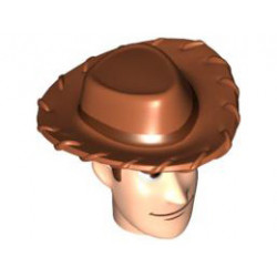 Minifigure, Head Modified Male with Dark Orange Hat Pattern (Woody): {светло нуга}