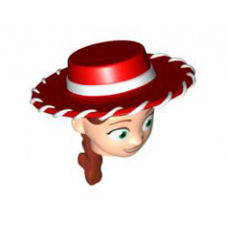 Minifigure, Head Modified Female with Red Hat and Ponytail Pattern (Jessie): {светло нуга}