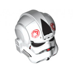 Minifigure, Headgear Helmet SW Stormtrooper Type 2, AT-AT Driver Red Imperial Logo Pattern: {бял}
