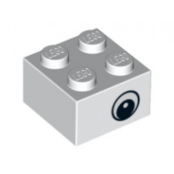 Brick 2 x 2 with Eye without White Pattern on Two Sides, Circle in Pupil, Offset : {бял}