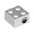 Brick 2 x 2 with Eye without White Pattern on Two Sides, Circle in Pupil, Offset : {бял}
