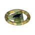 Ring with Center Triangle with Gold Bands and Manta Ray Pattern (Atlantis Treasure Key): {прозрачно ярко зелен}