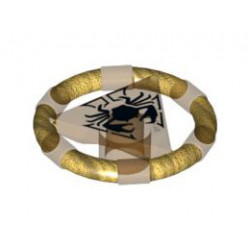 Ring with Center Triangle with Gold Bands and Crab Pattern (Atlantis Treasure Key): {прозрачно ярко оранжев}