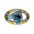 Ring with Center Triangle with Gold Bands and Squid Pattern (Atlantis Treasure Key): {прозрачно син}