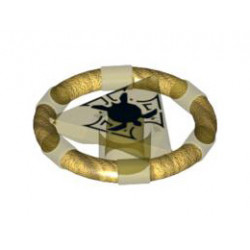Ring with Center Triangle with Gold Bands and Turtle Pattern (Atlantis Treasure Key): {прозрачно жълт}