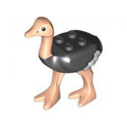 Ostrich with White Tail and Wingtips and Light Nougat Legs and Head: {черен}