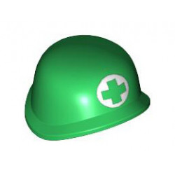 Minifigure, Headgear Helmet Army with Green Cross in White Circle Pattern (Medic): {тъмно зелен}