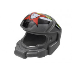 Minifigure, Headgear Helmet Space with World Racers Team Extreme Logo Pattern: {тъмно каменно сив}