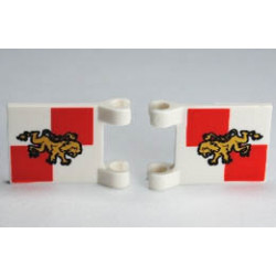 Flag 2 x 2 Square with Gold Lion on Red and White Quarters Background Pattern: {бял}