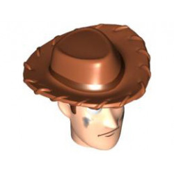 Minifigure, Head Modified Male with Dark Orange Hat and Dirt Stains Pattern (Woody): {светло нуга}