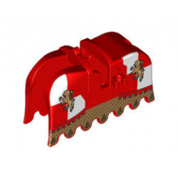 Horse Barding, Ruffled Edge with Gold Lions and Gold Chain Mail Pattern: {ярко червен}