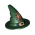 Minifigure, Headgear Hat, Wizard / Witch with Black Buckle and Gold Dragon Pattern: {земно зелен}